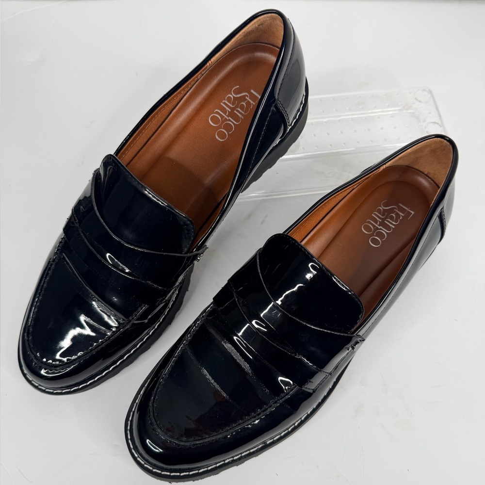 Franco Sarto Black Patent Leather Loafers